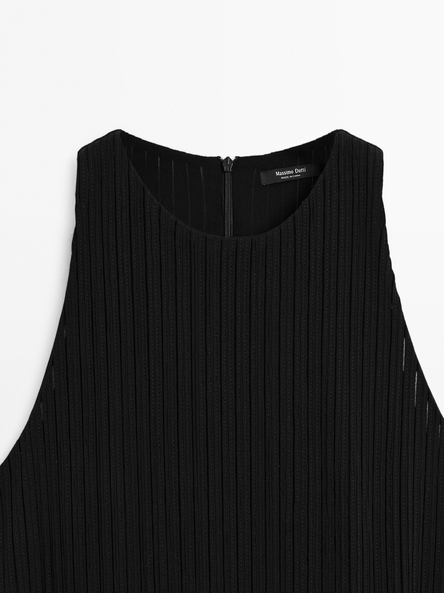 Textured knit dress with fringed hem
