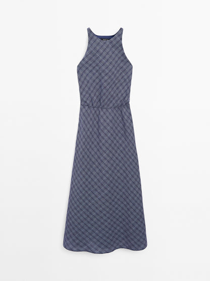 Long checked dress with back detail