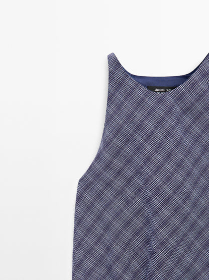 Long checked dress with back detail