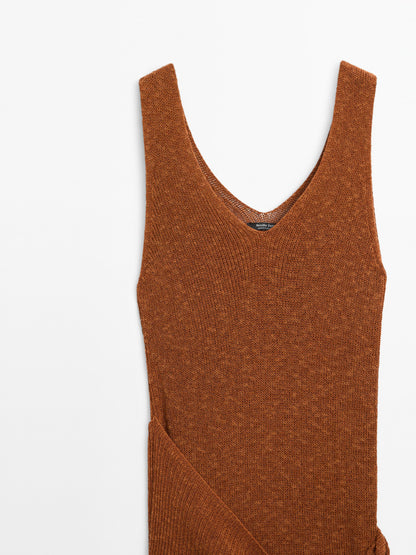 Long knit crossover dress