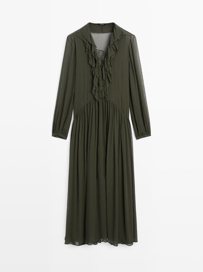 Long flowing dress with ruffle detail