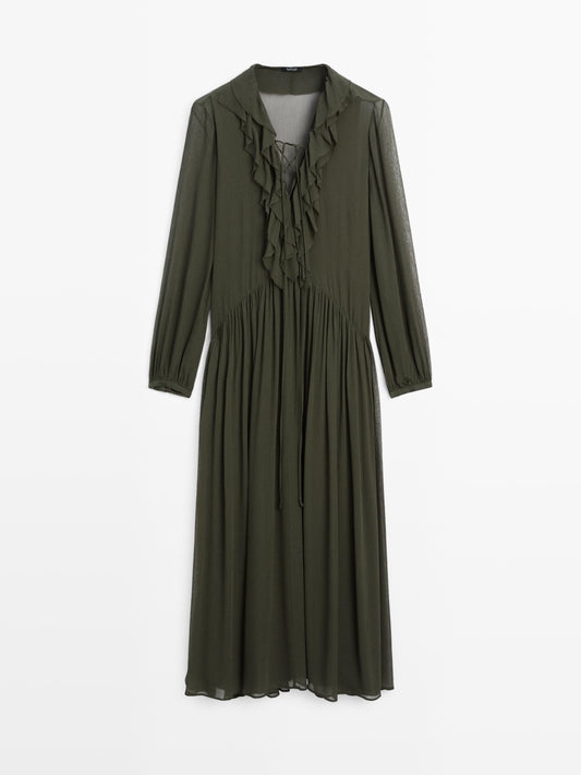 Long flowing dress with ruffle detail