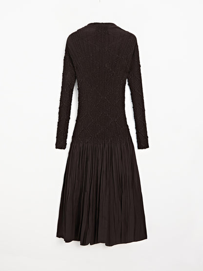 Long pleated stretch dress