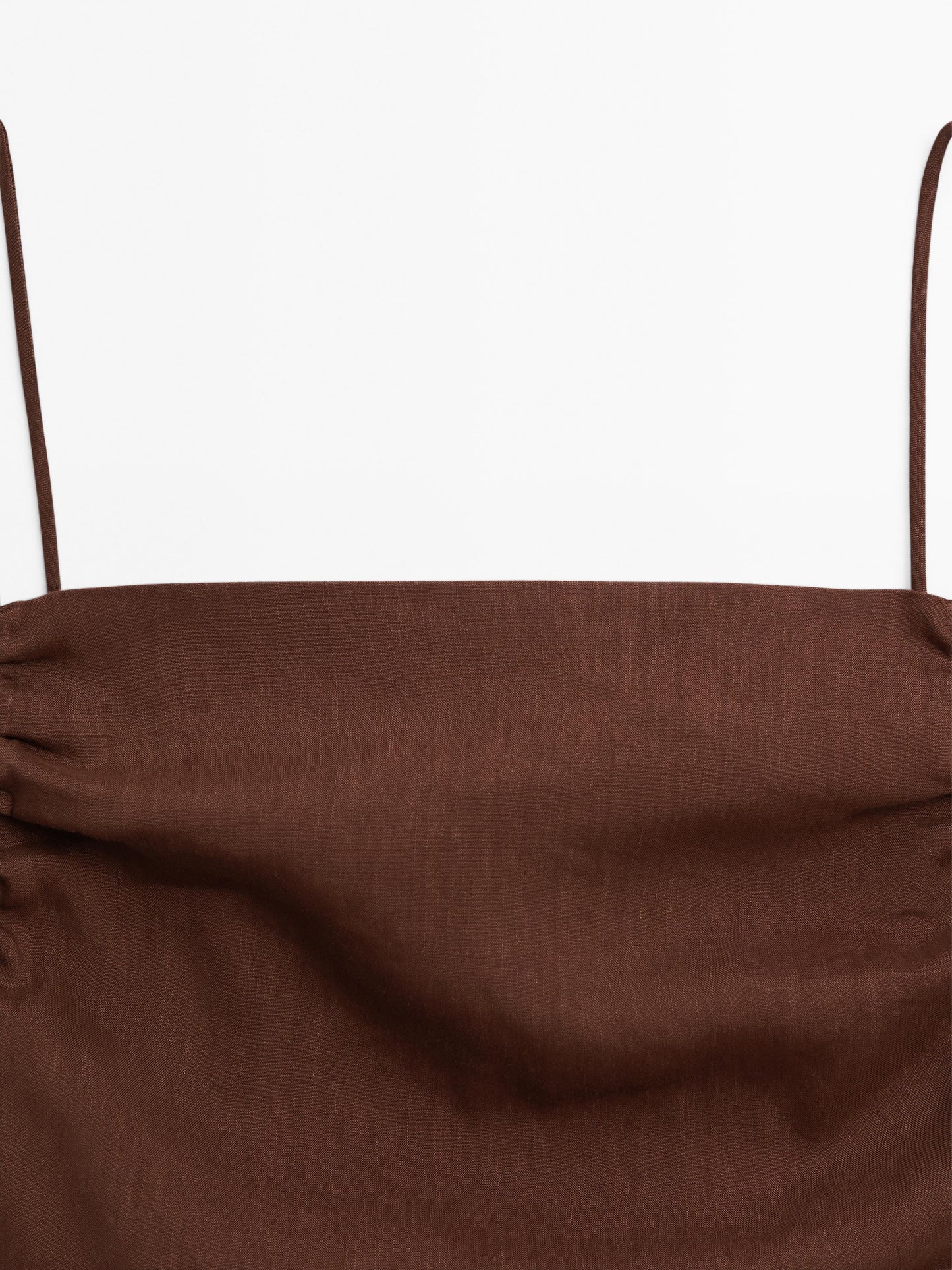 Gathered linen blend midi dress