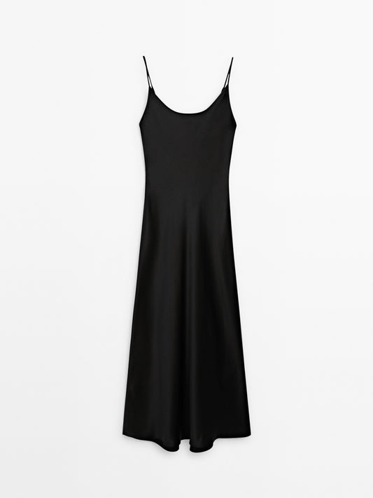 100% silk slip midi dress