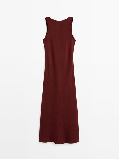 Satin halterneck midi dress