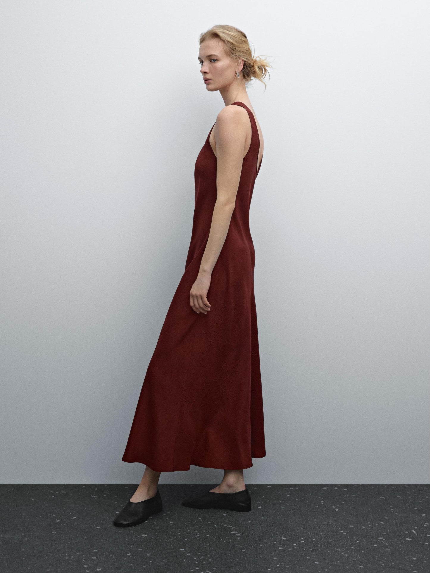 Satin halterneck midi dress