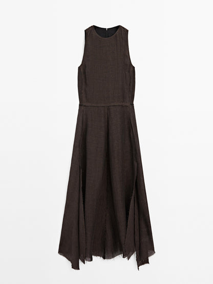 100% linen midi dress