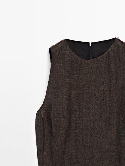 100% linen midi dress
