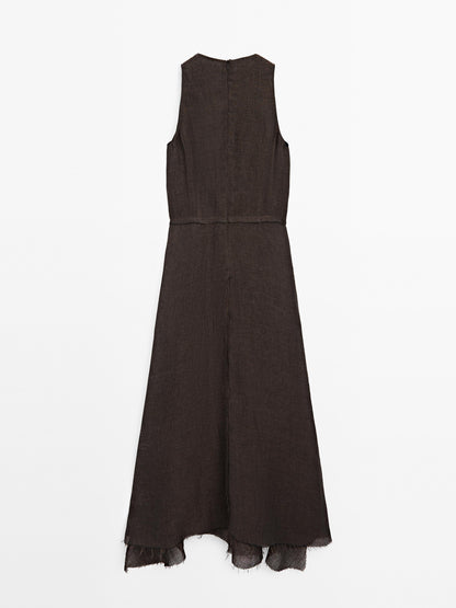 100% linen midi dress