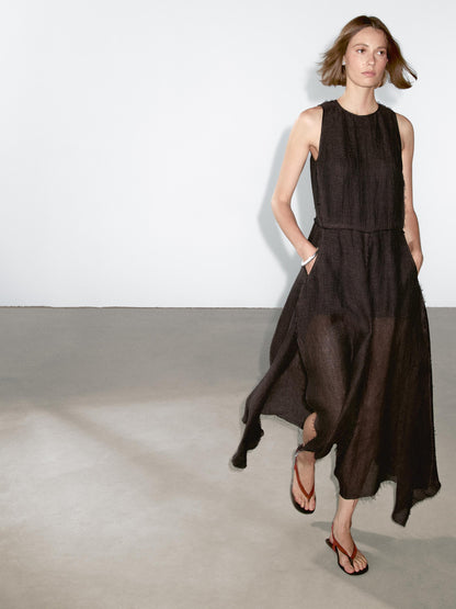 100% linen midi dress