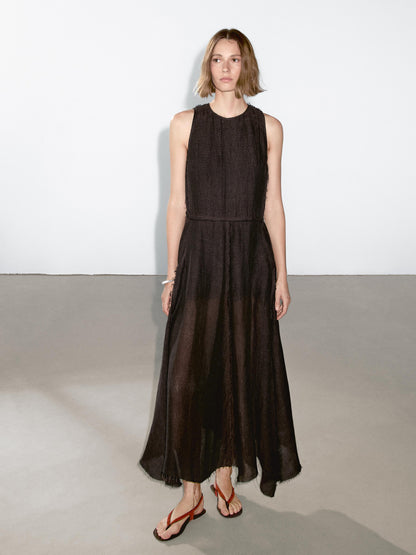 100% linen midi dress