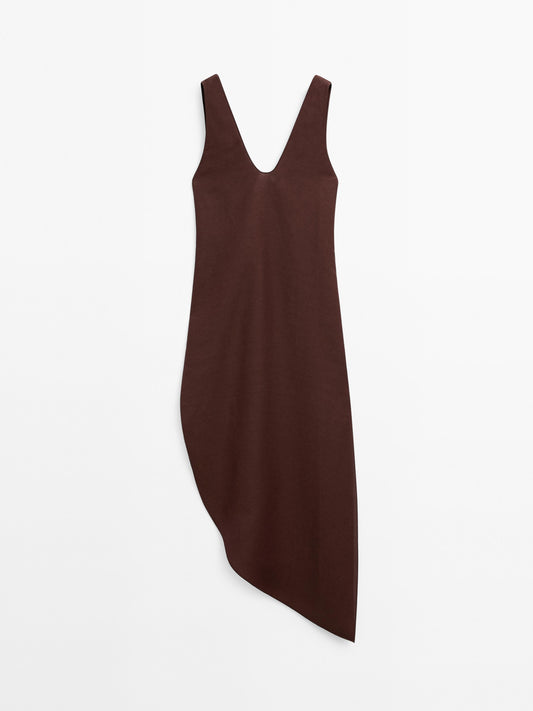 Midi dress with asymmetric hem