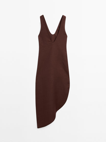 Midi dress with asymmetric hem