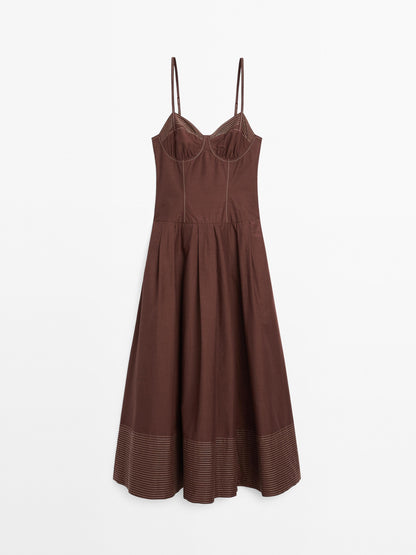 Bodice dress with contrast seams