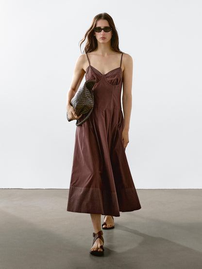 Bodice dress with contrast seams