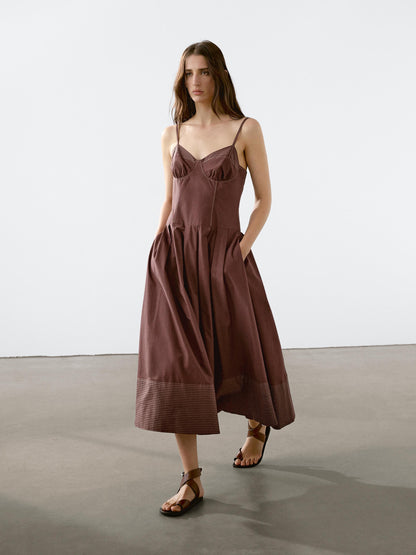 Bodice dress with contrast seams