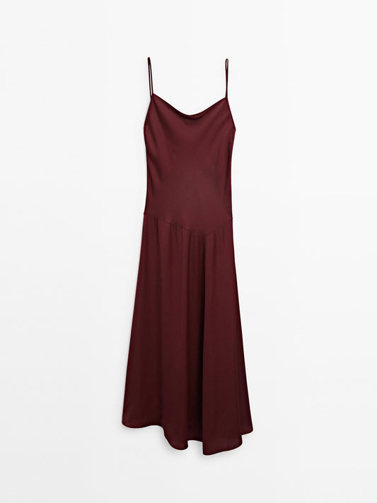 Strappy midi slip dress