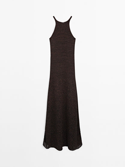 Long knit cotton blend dress