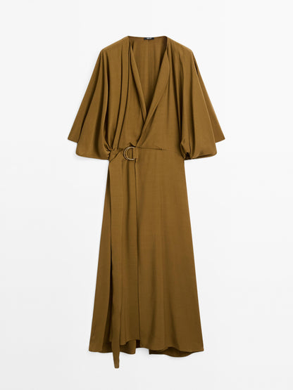 Wrap dress with buckle