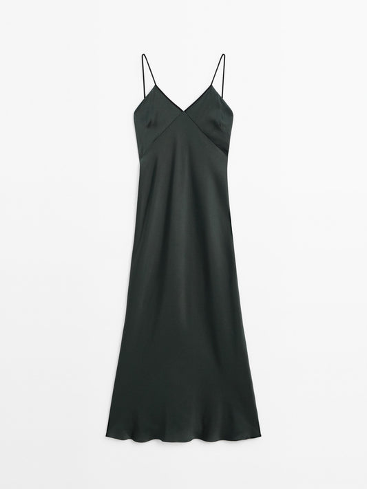 Strappy midi slip dress