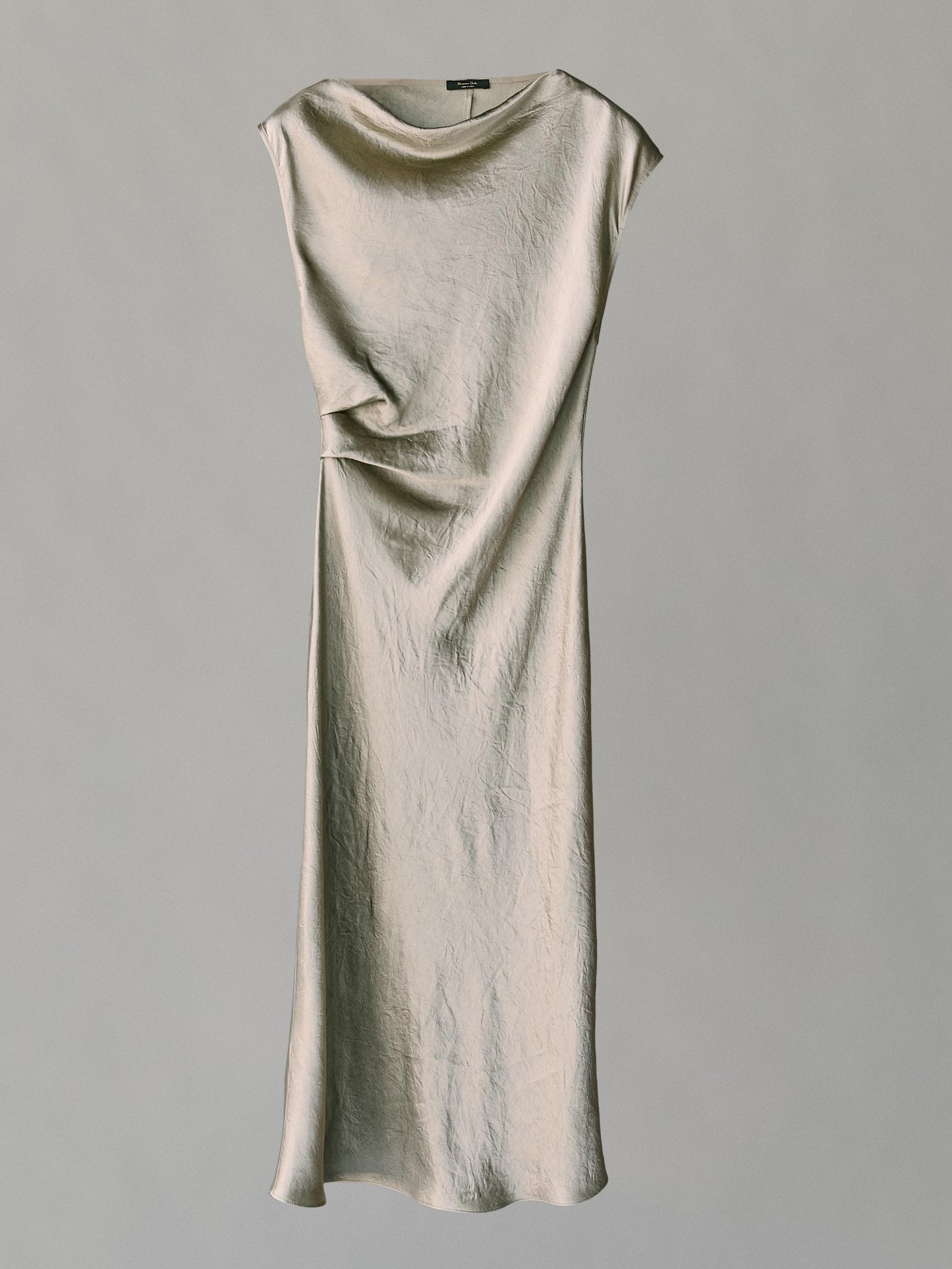 Satin midi dress with cowl neckline