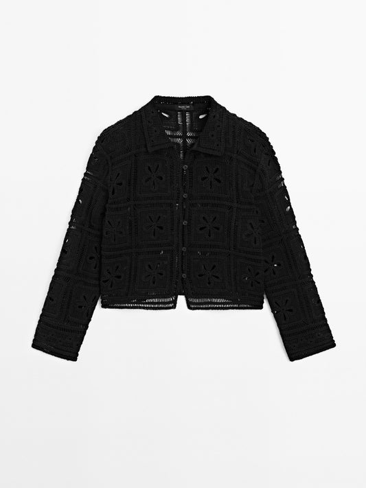Crochet knit cardigan