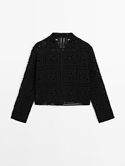 Crochet knit cardigan