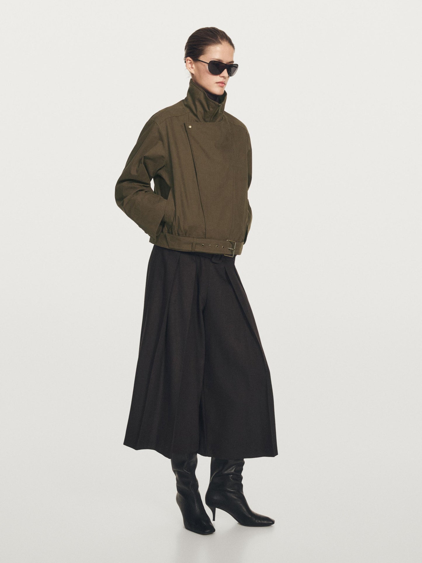 Cotton blend jacket with belt detail