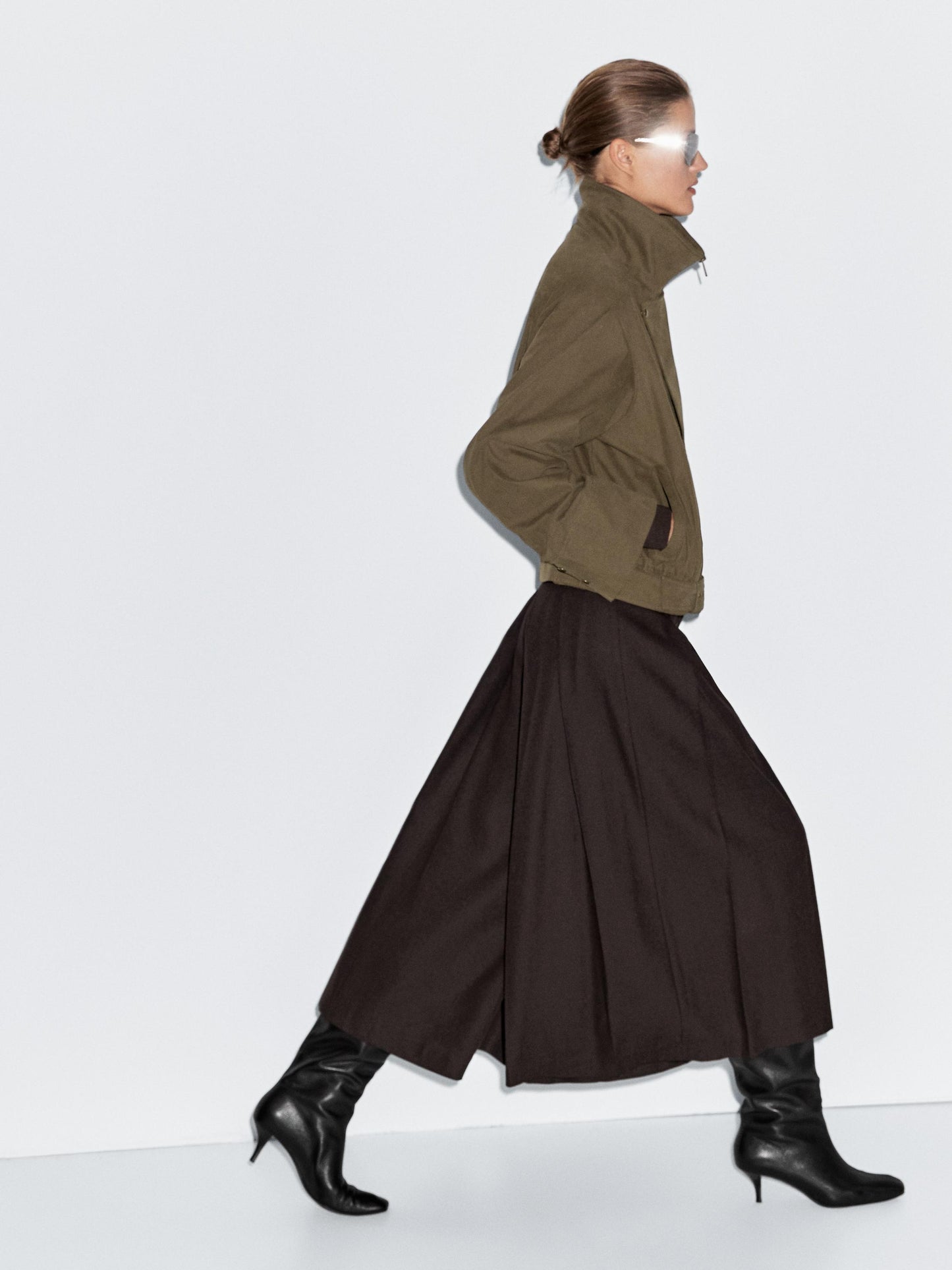 Cotton blend jacket with belt detail