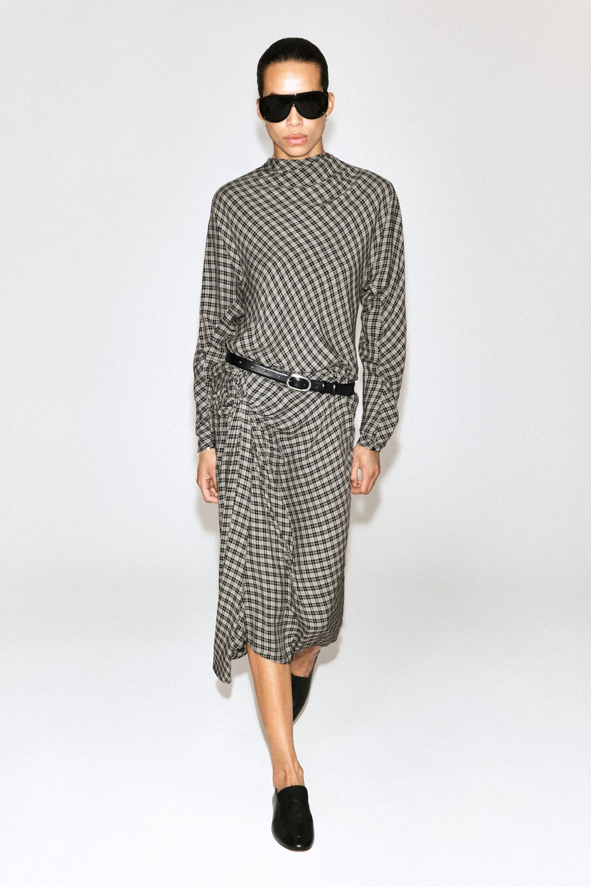 Draped Checked Top