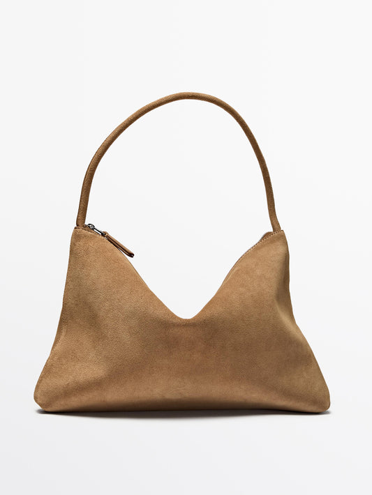 Split cowhide leather bag