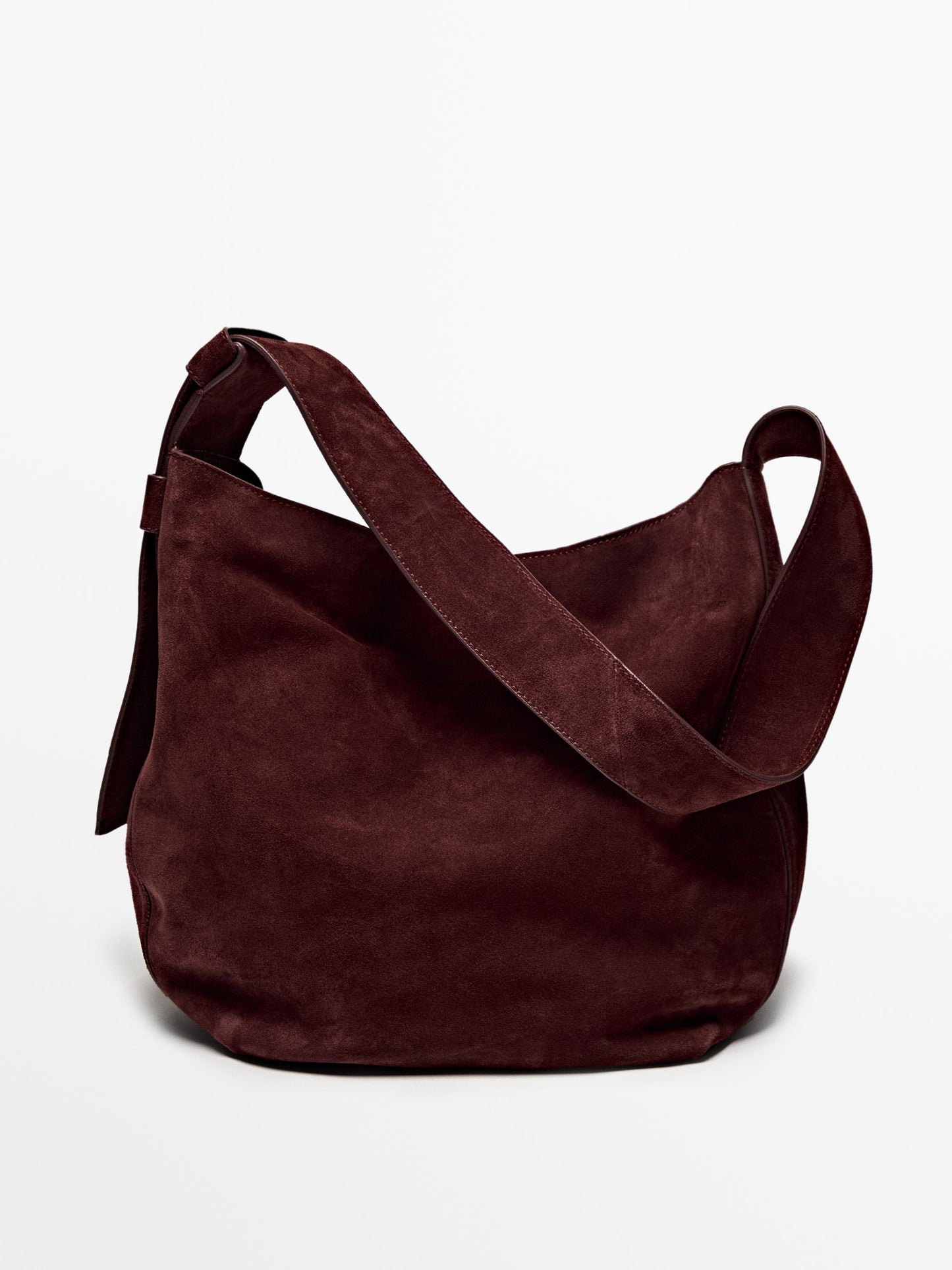 Split suede shoulder bag · Burgundy · Accessories | Massimo Dutti