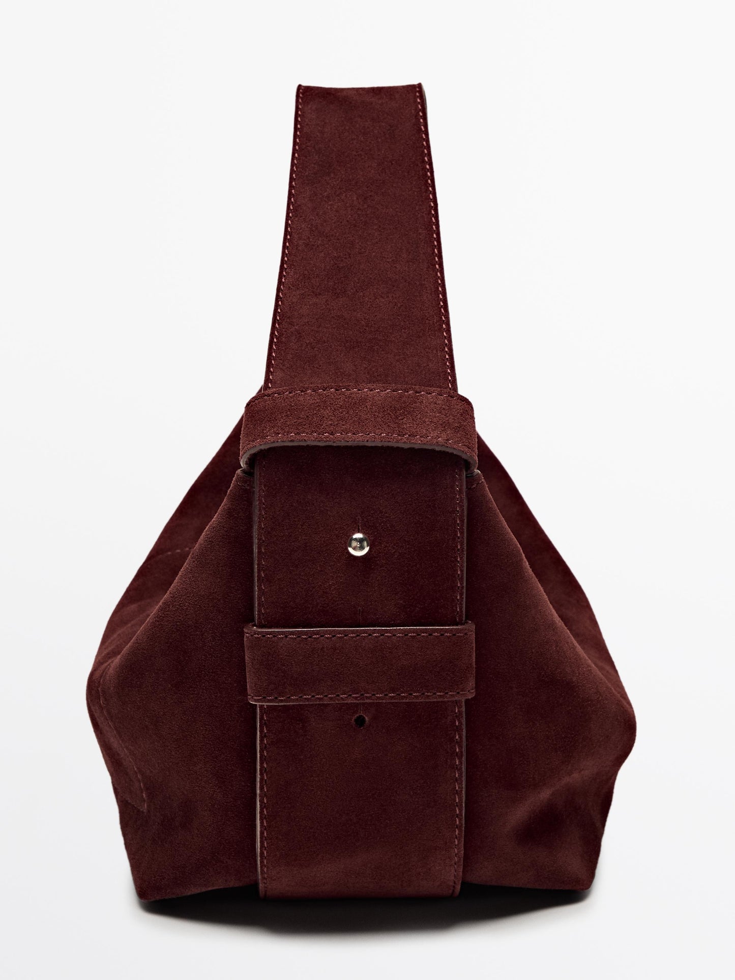 Split suede shoulder bag · Burgundy · Accessories | Massimo Dutti