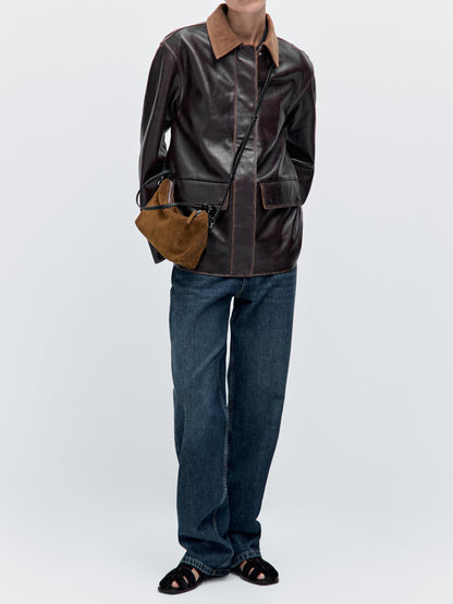 Small split suede leather bag