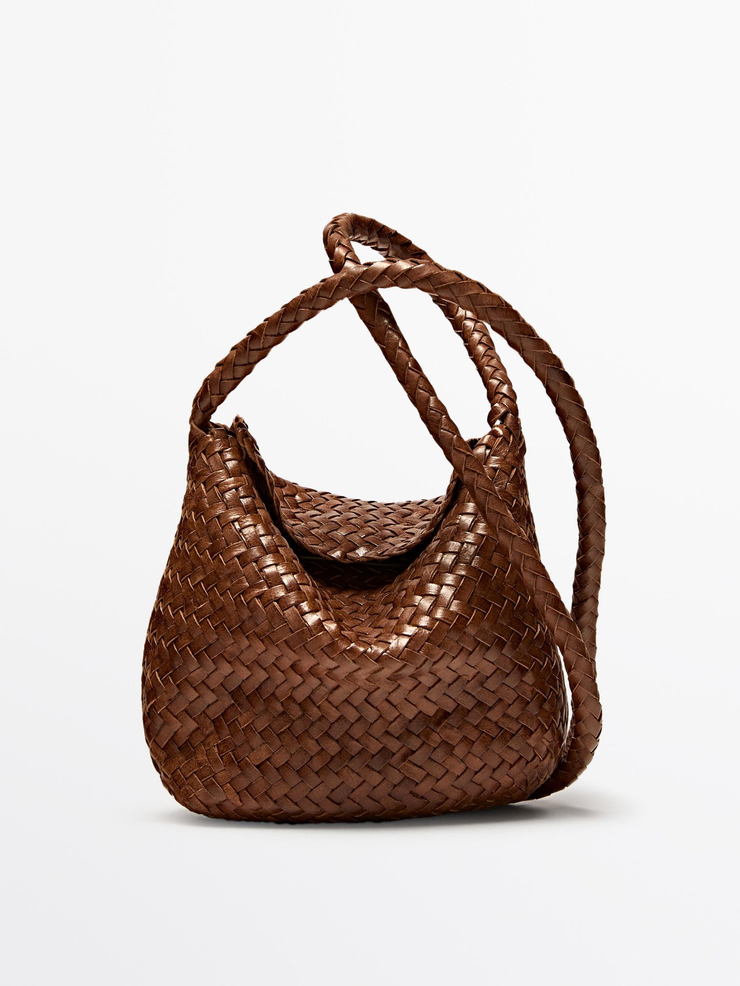 Braided leather shoulder bag