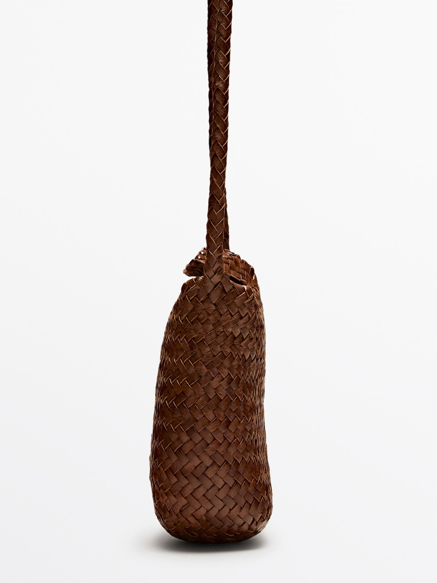 Braided leather shoulder bag