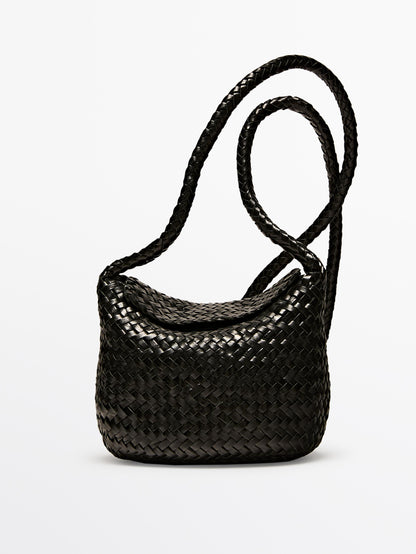 Braided nappa leather crossbody bag