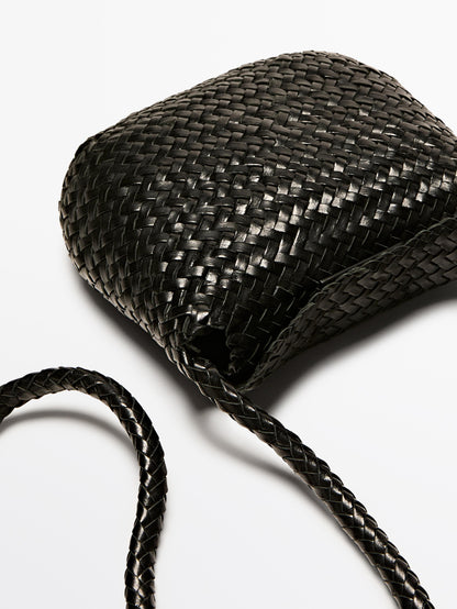 Braided nappa leather crossbody bag