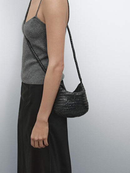 Braided nappa leather crossbody bag