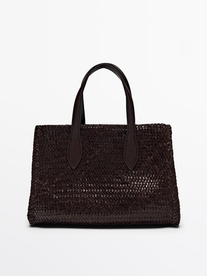 Medium braided nappa satchel bag