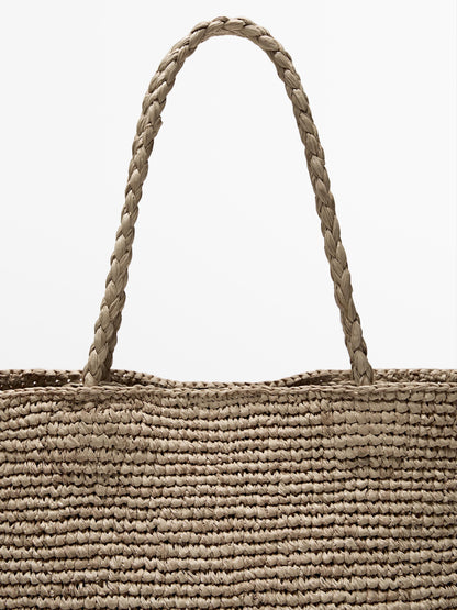 Natural raffia shopper bag