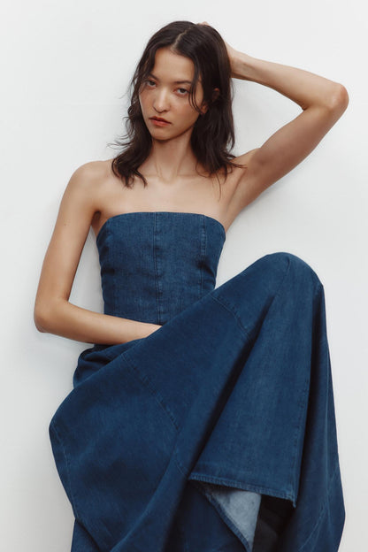 Denim TRF midi dress