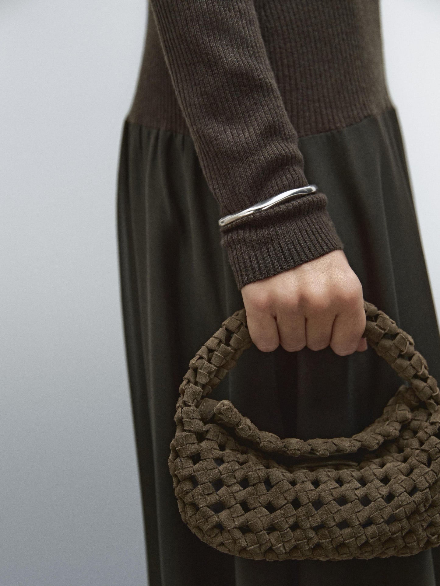 Mini braided suede leather bag