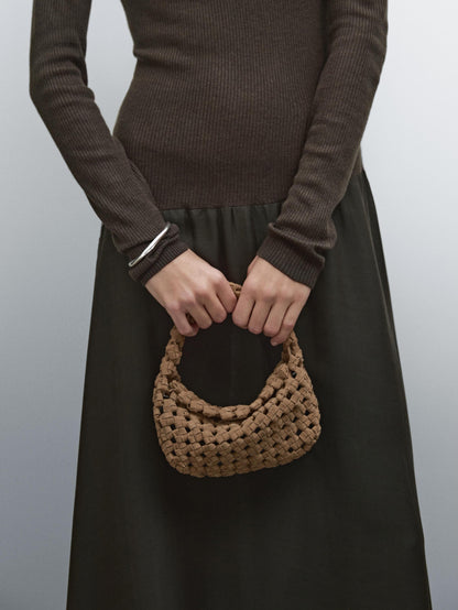 Split suede braided mini bag