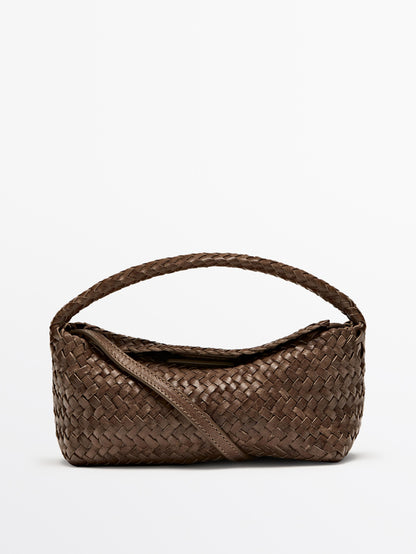 Braided nappa leather crossbody bag
