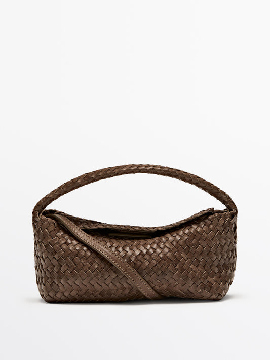Braided nappa leather crossbody bag