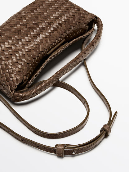 Braided nappa leather crossbody bag