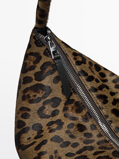 Animal print leather shoulder bag · Green Tones · Accessories | Massimo Dutti