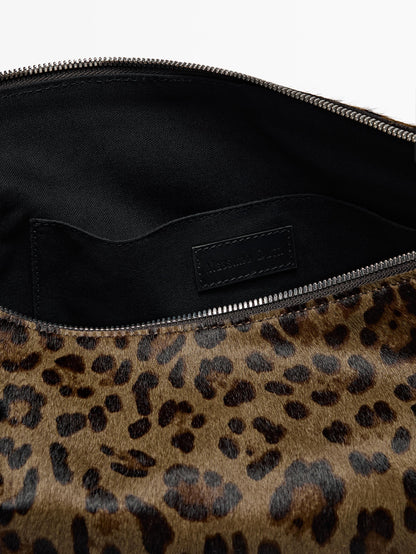 Animal print leather shoulder bag · Green Tones · Accessories | Massimo Dutti